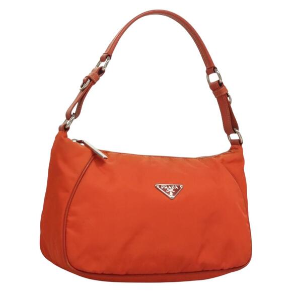 PRADA Shoulder Bag Nylon Orange Silver - Picture 1 of 13